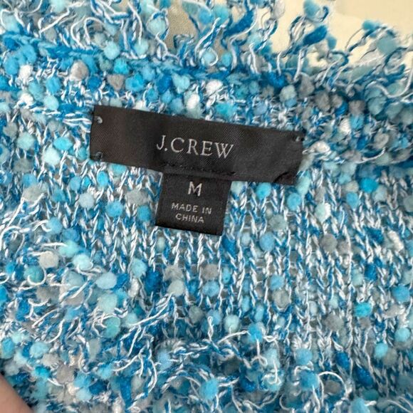 J. CREW | tweed fringe shell | medium | top | teal aqua - Picture 5 of 8